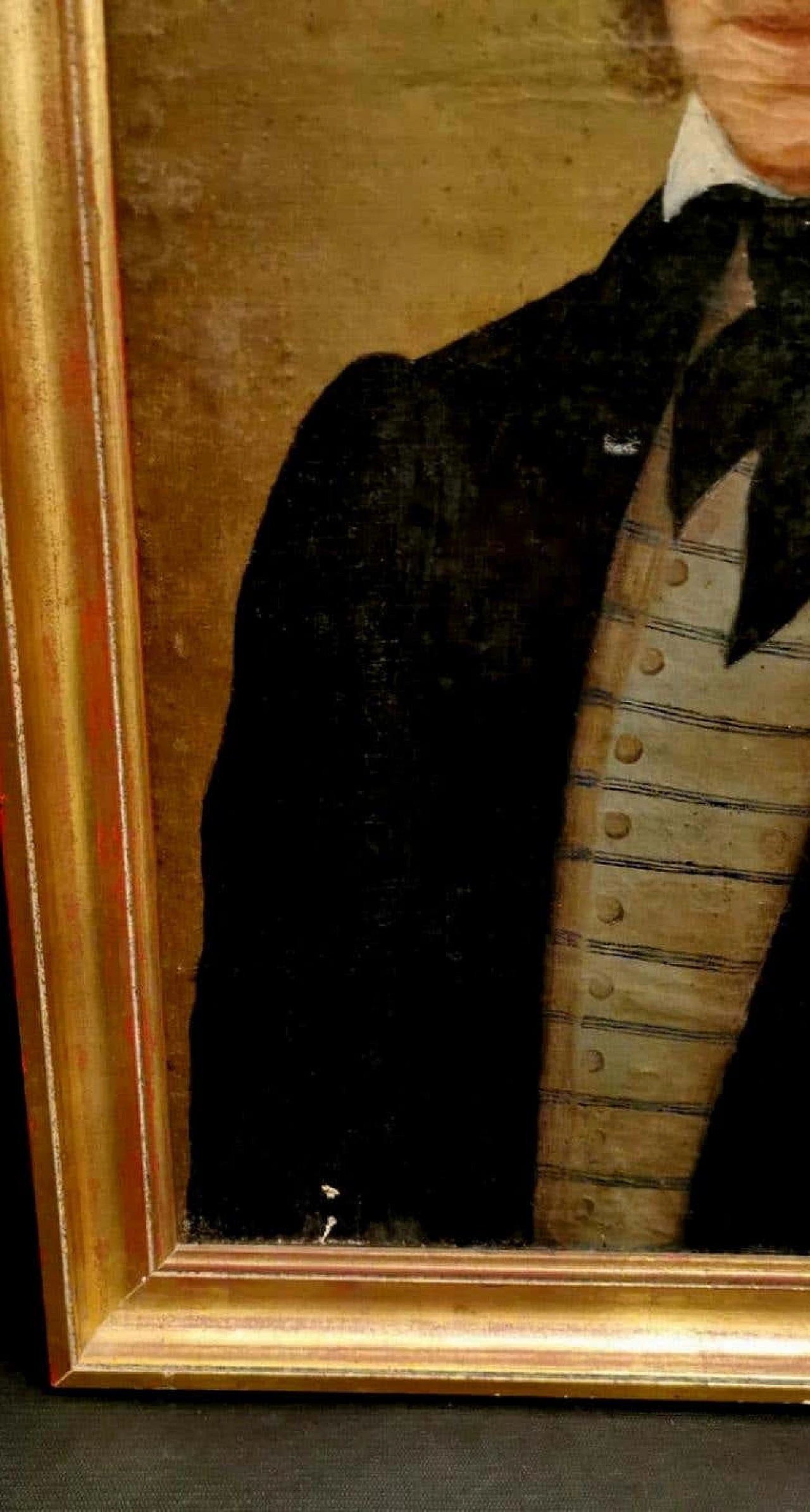 Ritratto olio su tela di un nobile con cornice dorata, '800 1188065