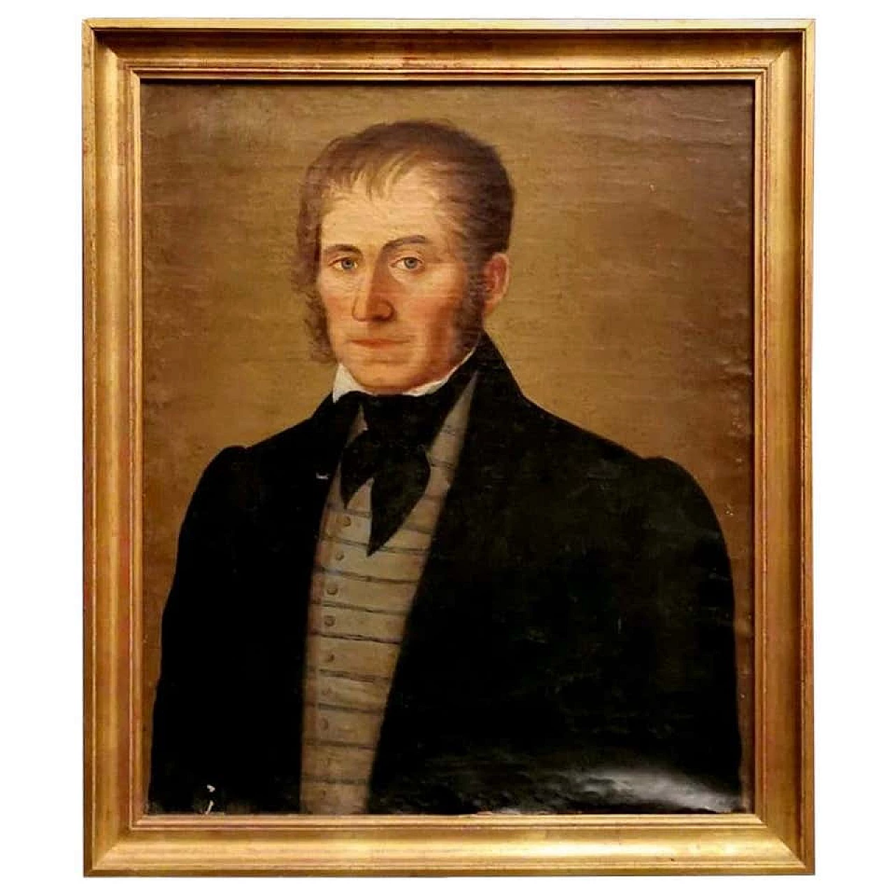 Portrait oil on canvas of a nobleman with golden frame, 1850 1188071