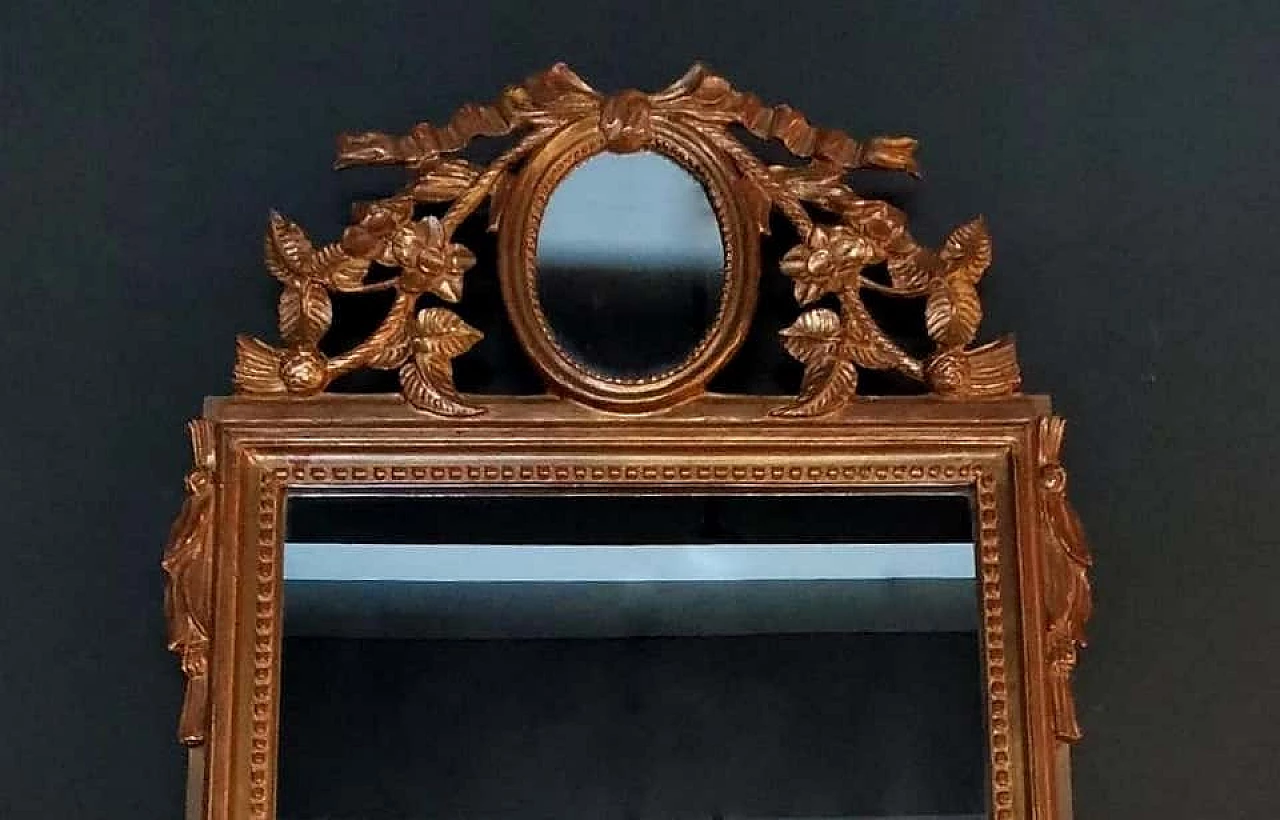 Cornice Rococò in legno dorato e doppio specchio 1188180