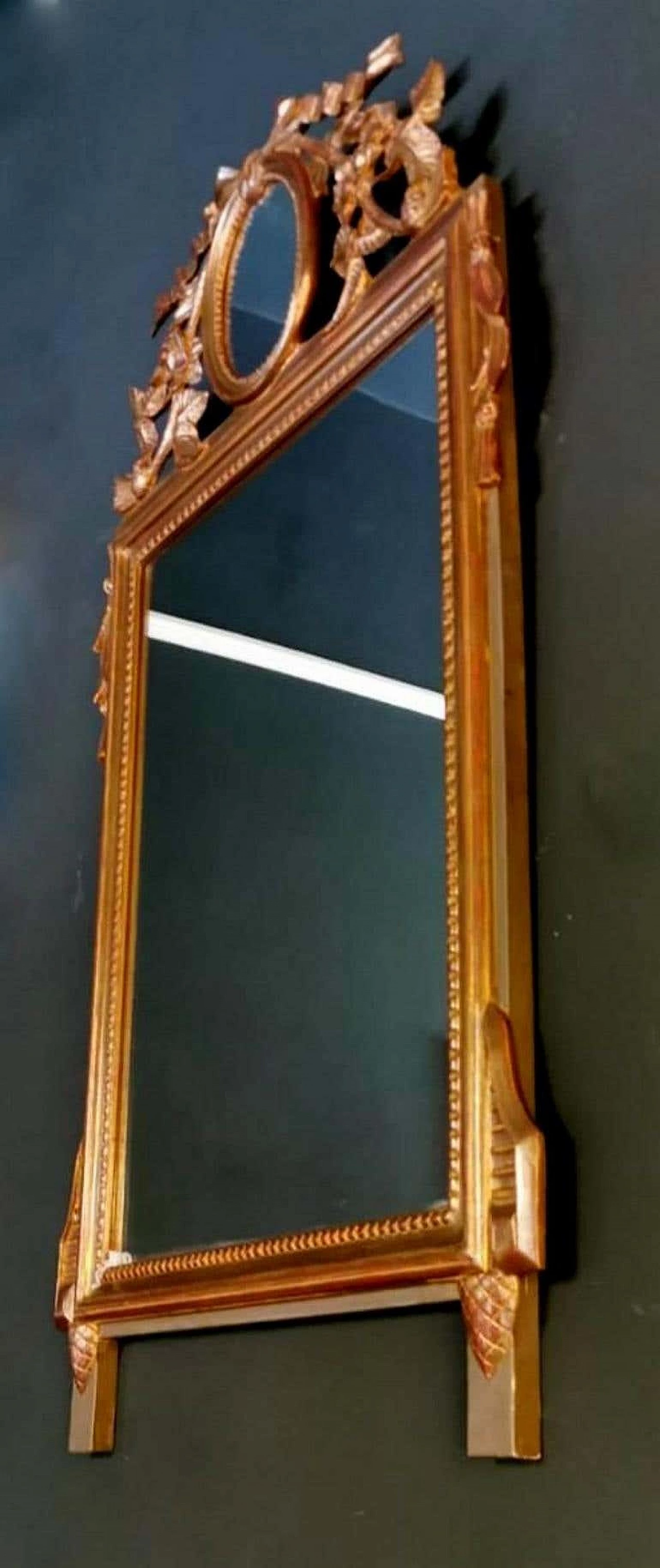 Cornice Rococò in legno dorato e doppio specchio 1188185