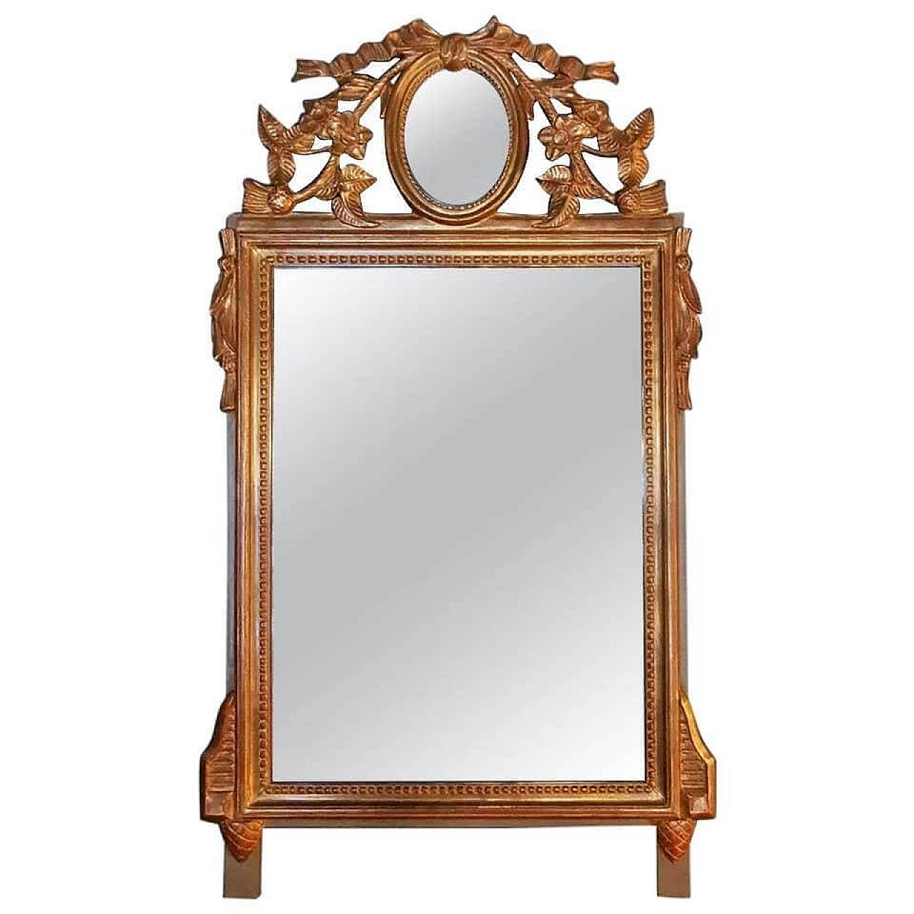 Cornice Rococò in legno dorato e doppio specchio 1188189