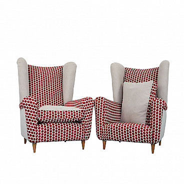 Pair of polka-dot armchairs by Paolo Buffa, 1950s
