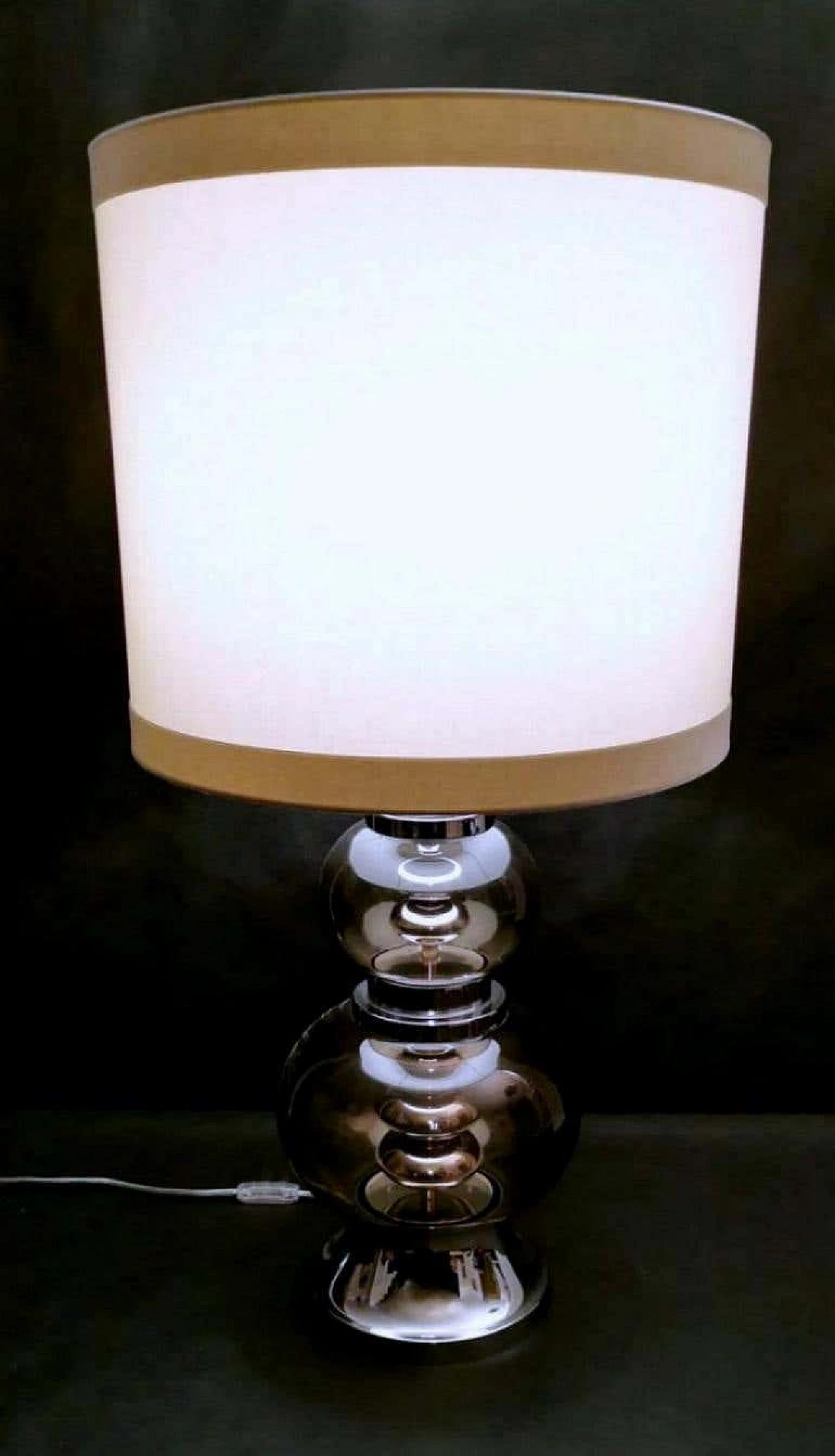 Table lamp in steel and smoked glass, 70s 1188207