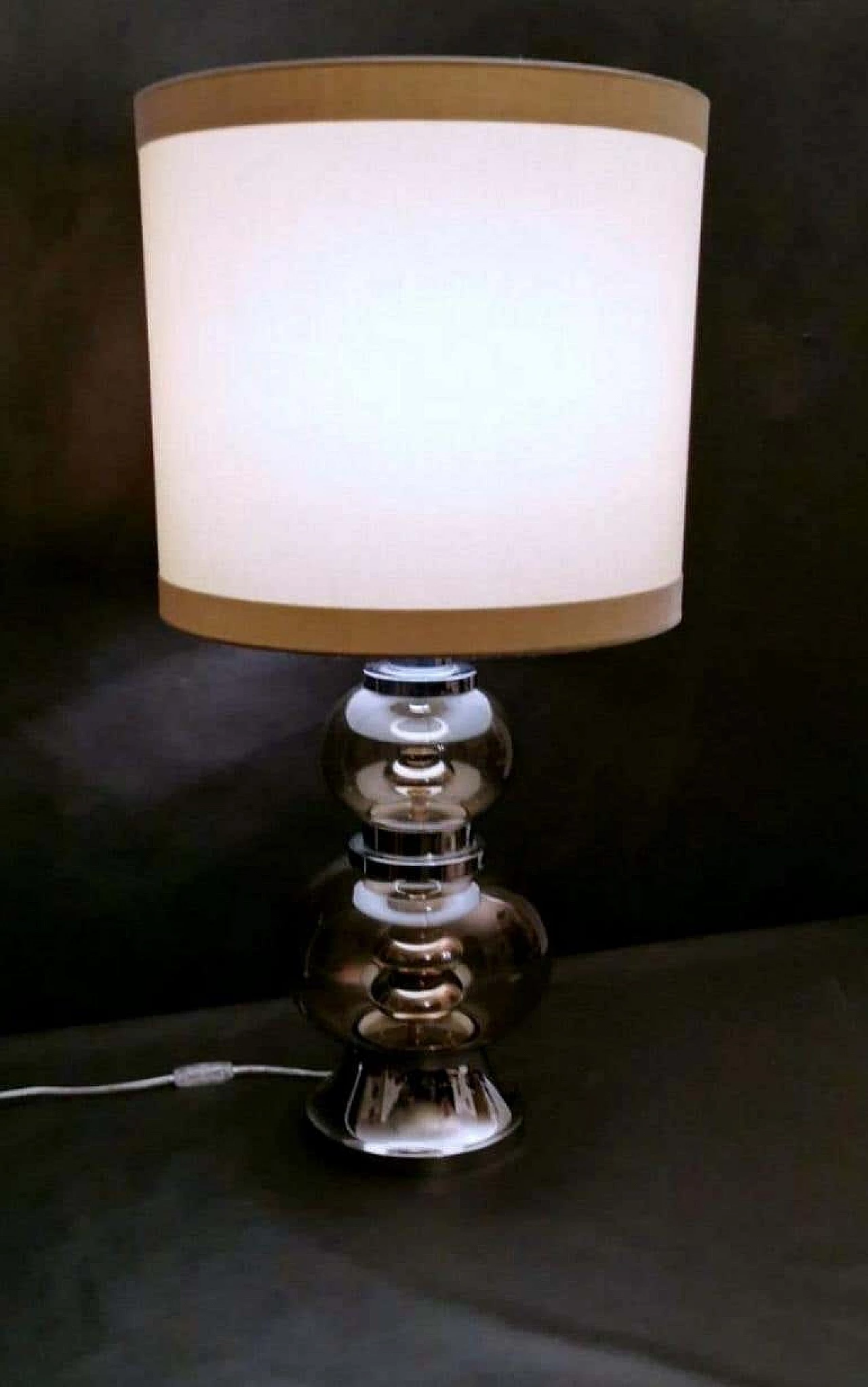 Table lamp in steel and smoked glass, 70s 1188208
