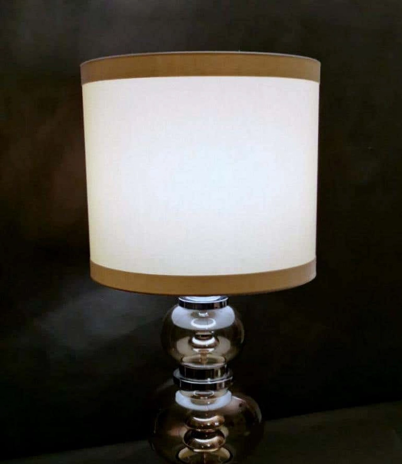 Table lamp in steel and smoked glass, 70s 1188209