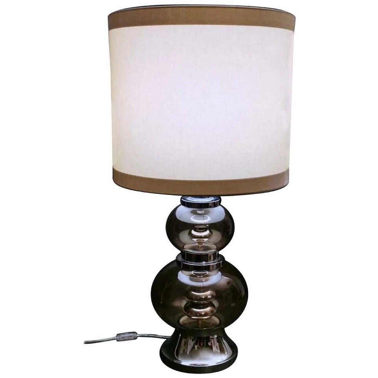 Table lamp in steel and smoked glass, 70s 1188221