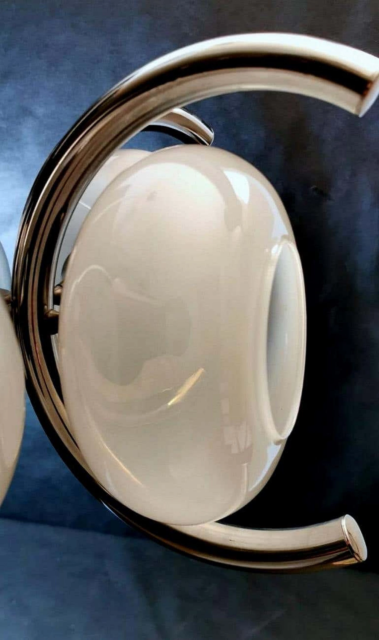 Chandelier in opaline glass and steel in Goffredo Reggiani style, 70s 1188288