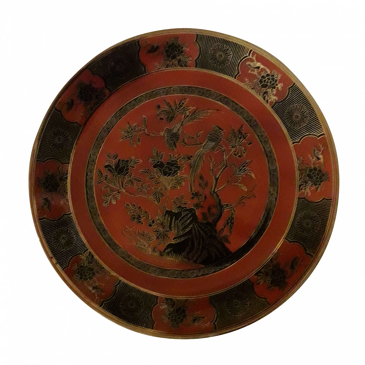 Red Chinese porcelain plate, 19th century 1188291