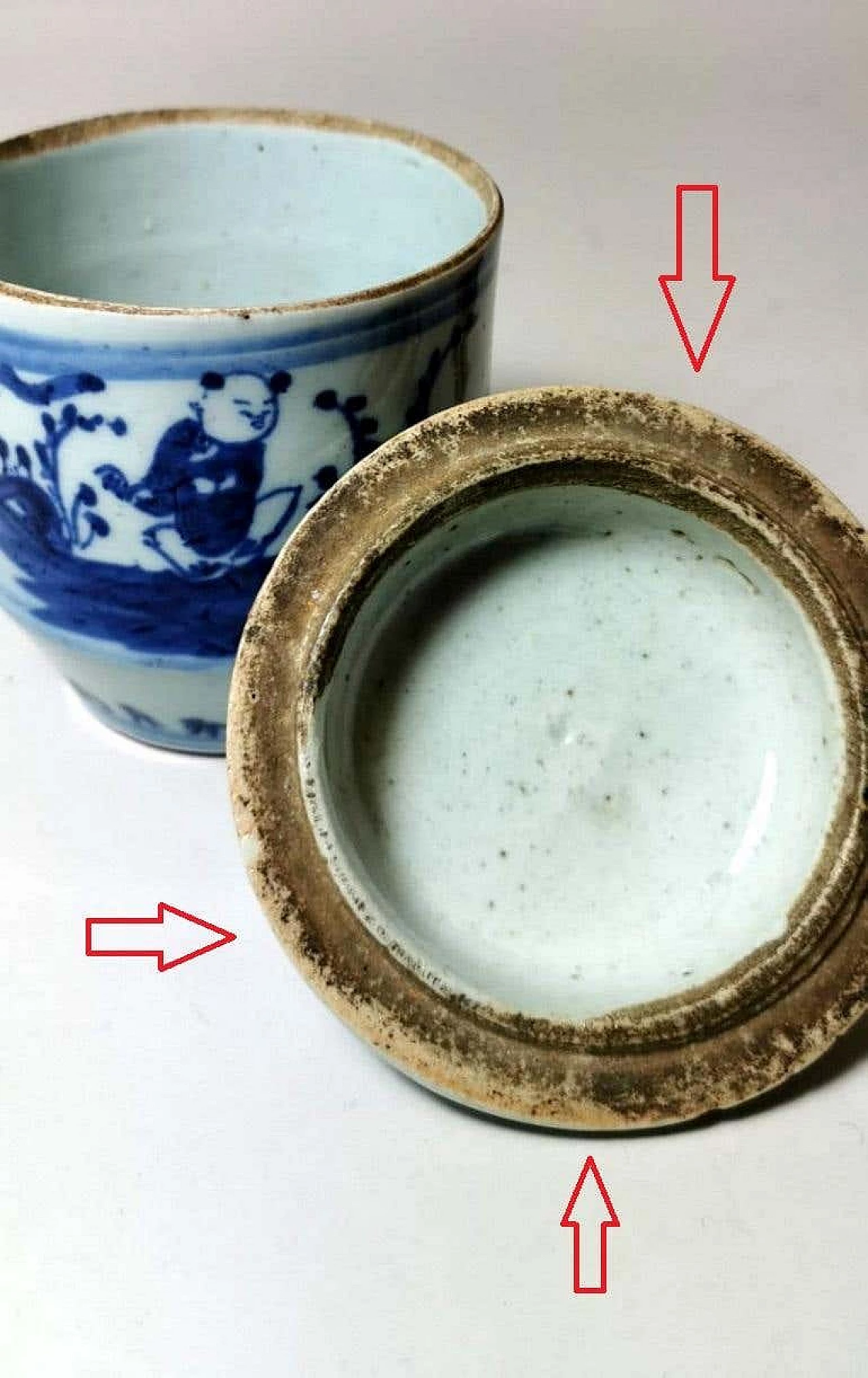 Coppia di vasetti per zenzero in porcellana con decorazioni in blu cobalto 1188334