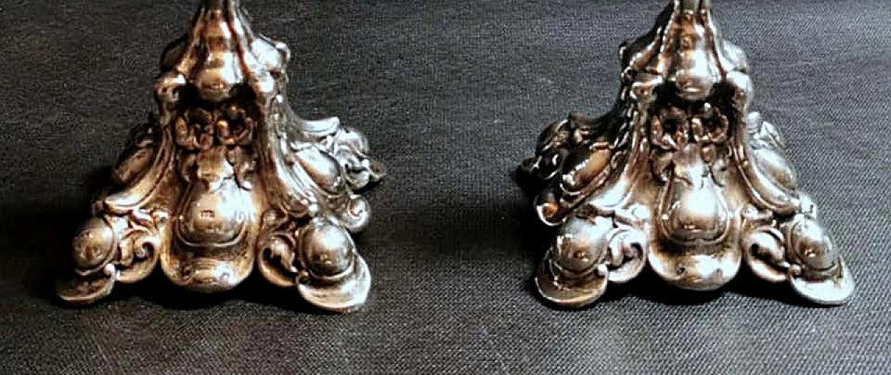 Pair of Rococo style  silver candlesticks, 50s 1188385