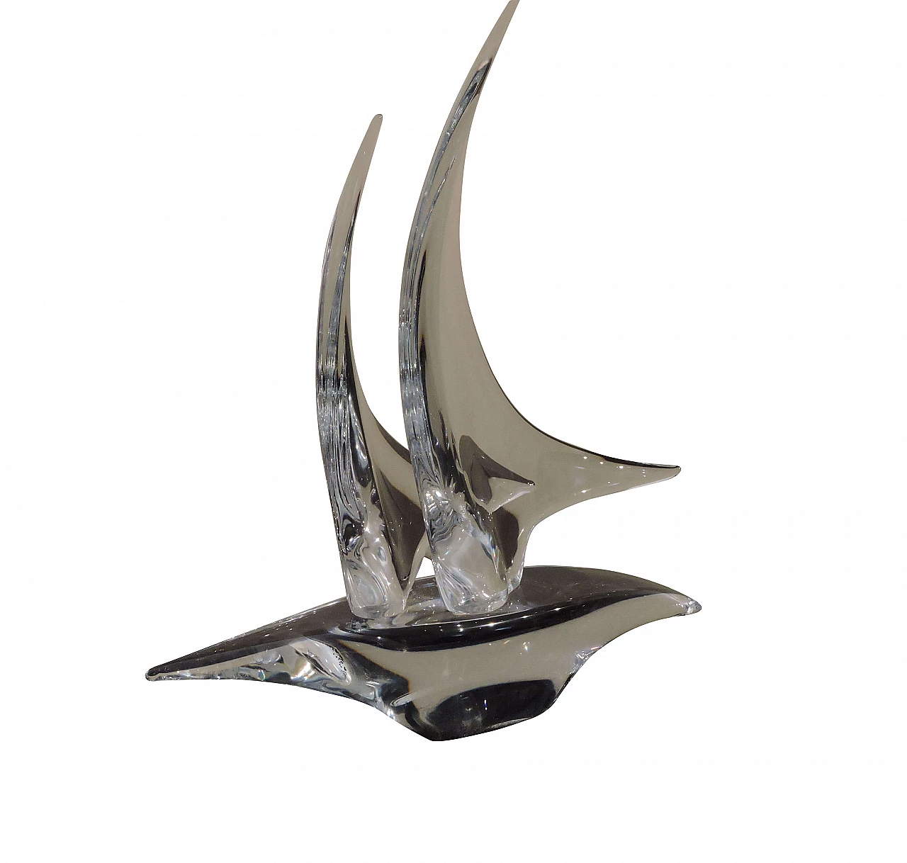 Marcolin Art Crystal マルコリン クリスタル ボート 船舶2 Crystal glass sailboat, signed Maestro Marcolin, 90s | intOndo