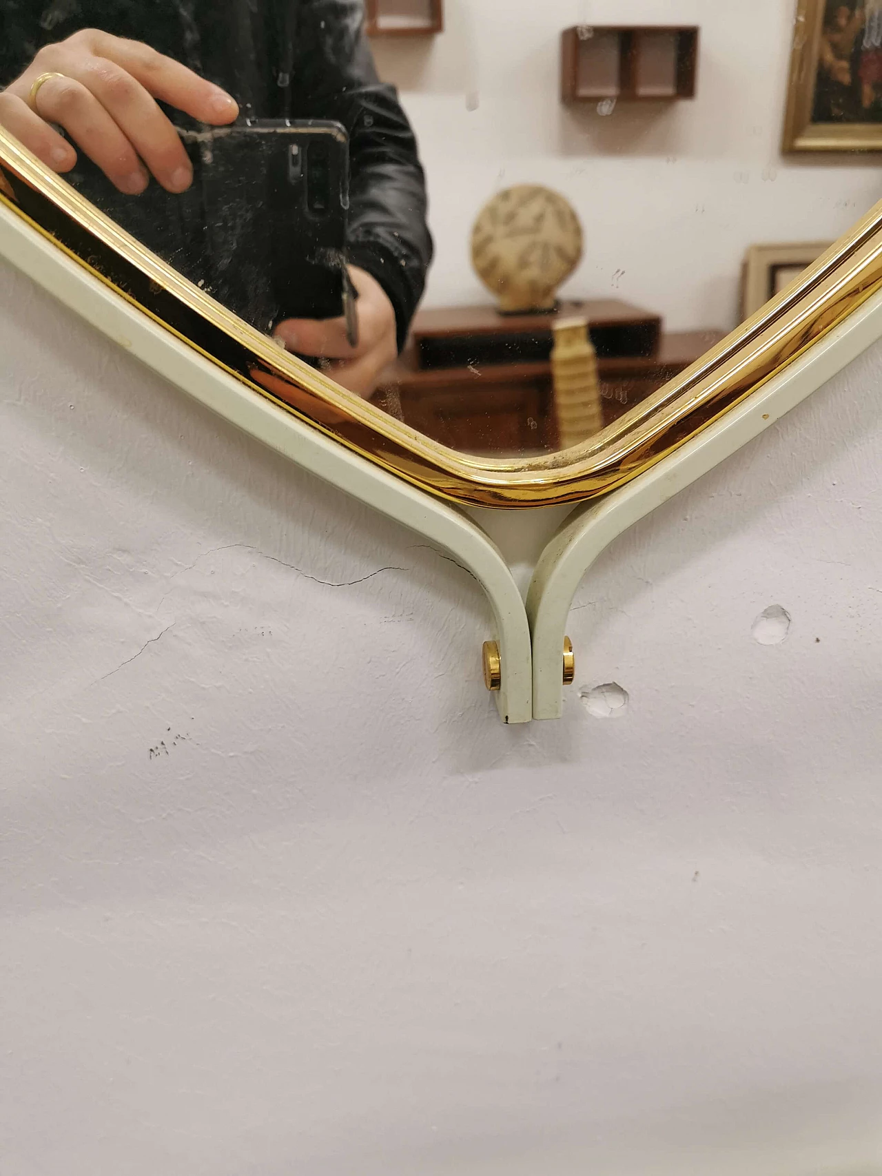 Consolle con in metallo laccato con specchio di Tommaso Barbi, anni '70 1188513