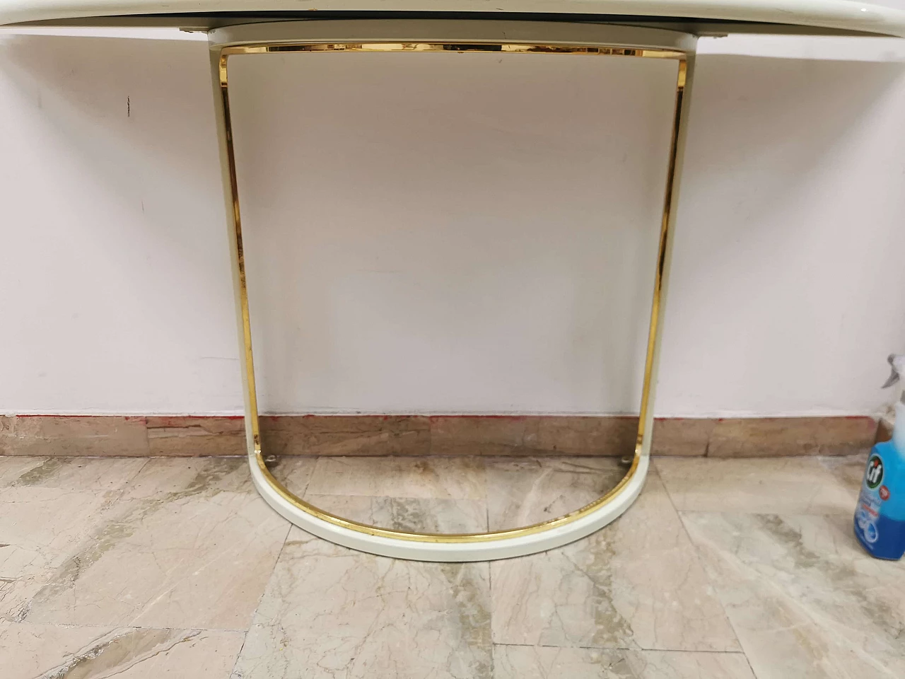 Console in lacquered metal with mirror by Tommaso Barbi, 70s 1188522