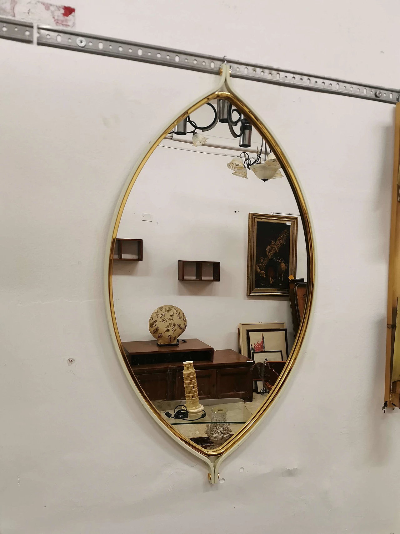 Consolle con in metallo laccato con specchio di Tommaso Barbi, anni '70 1188536