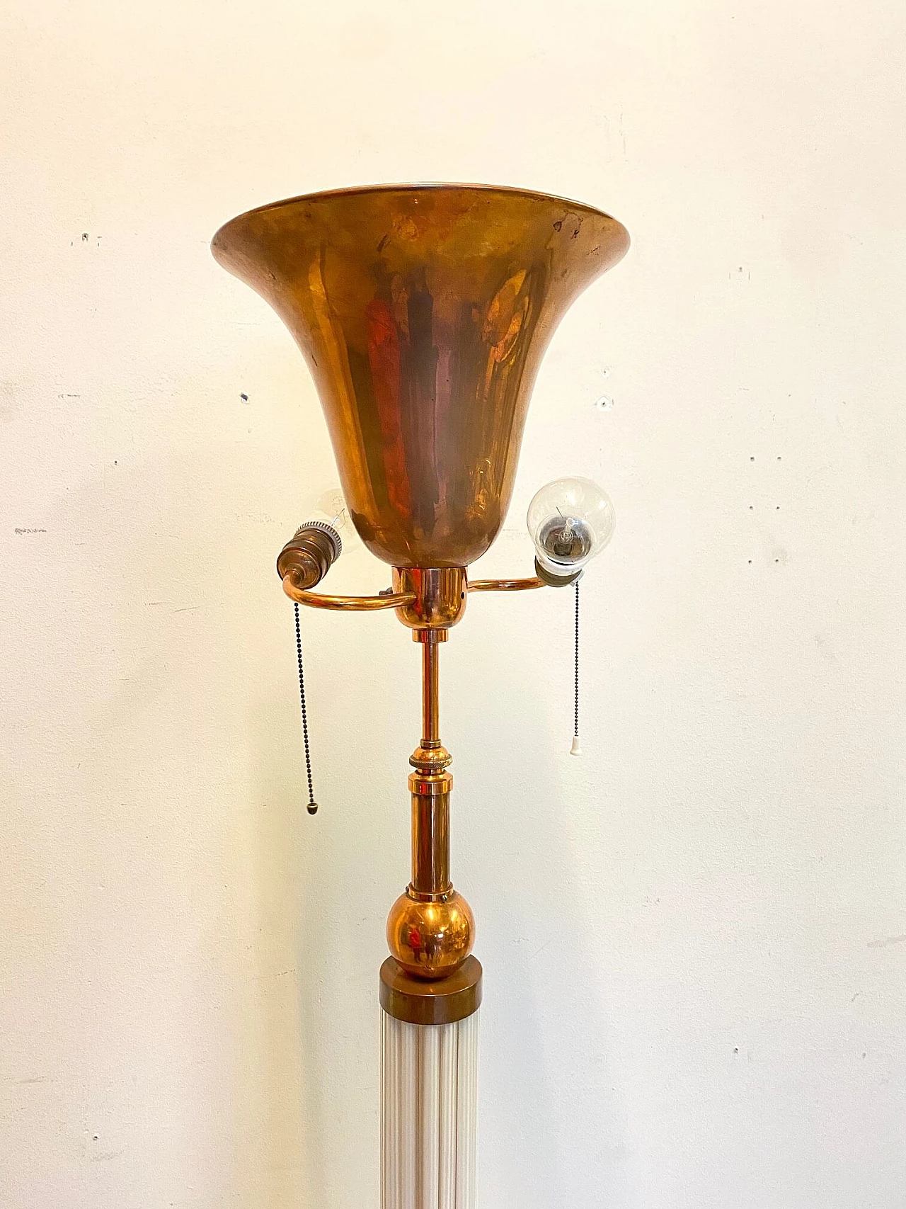 Floor lamp in copper and Murano glass, 40s 1188542