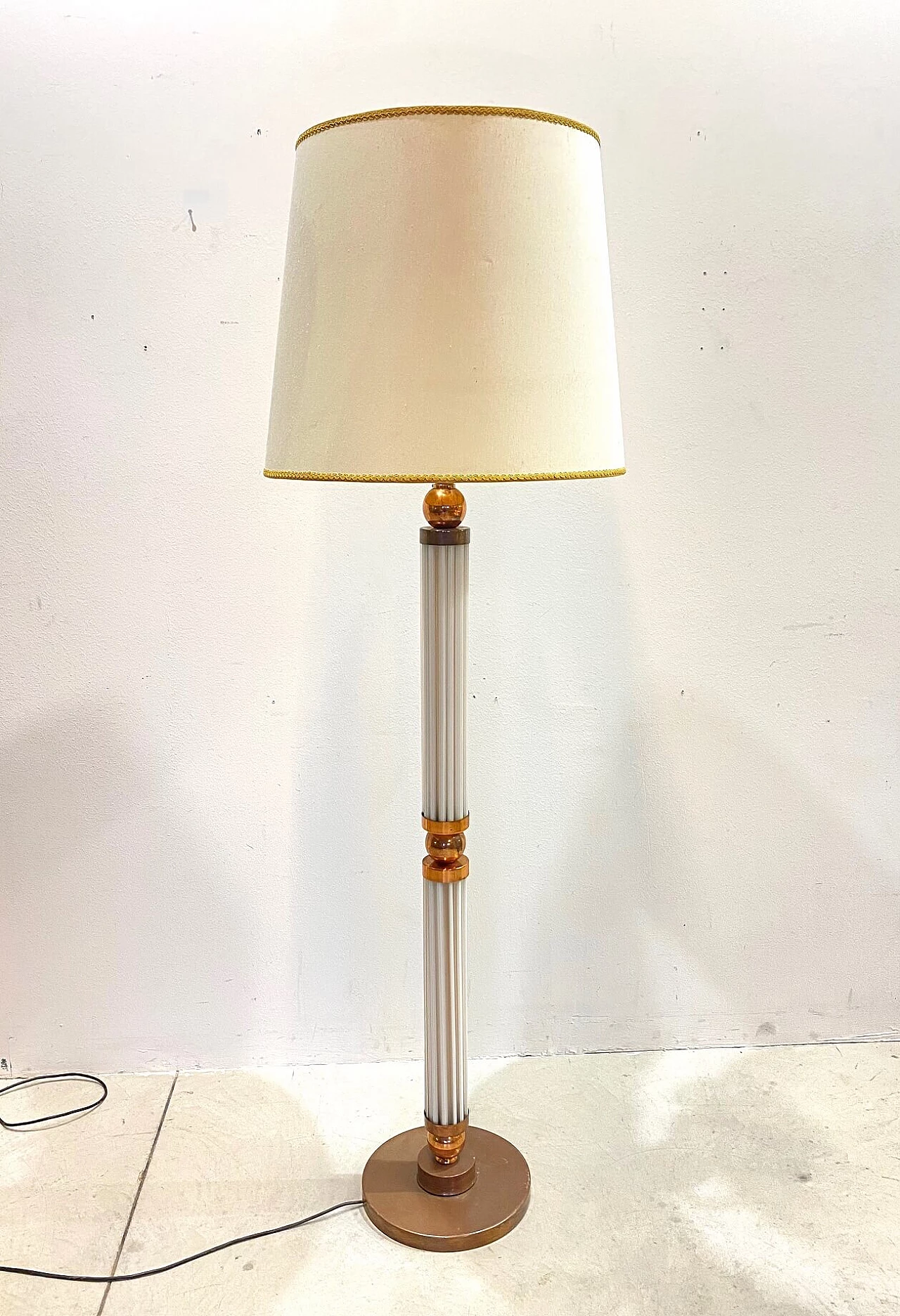 Floor lamp in copper and Murano glass, 40s 1188546