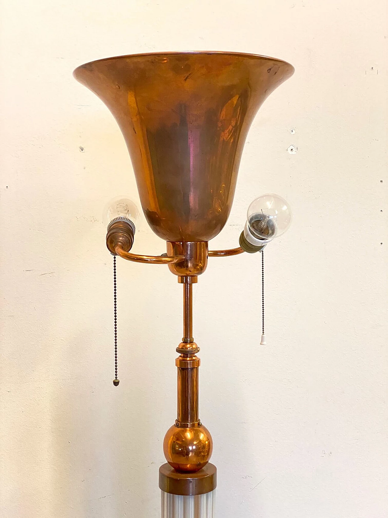 Floor lamp in copper and Murano glass, 40s 1188552