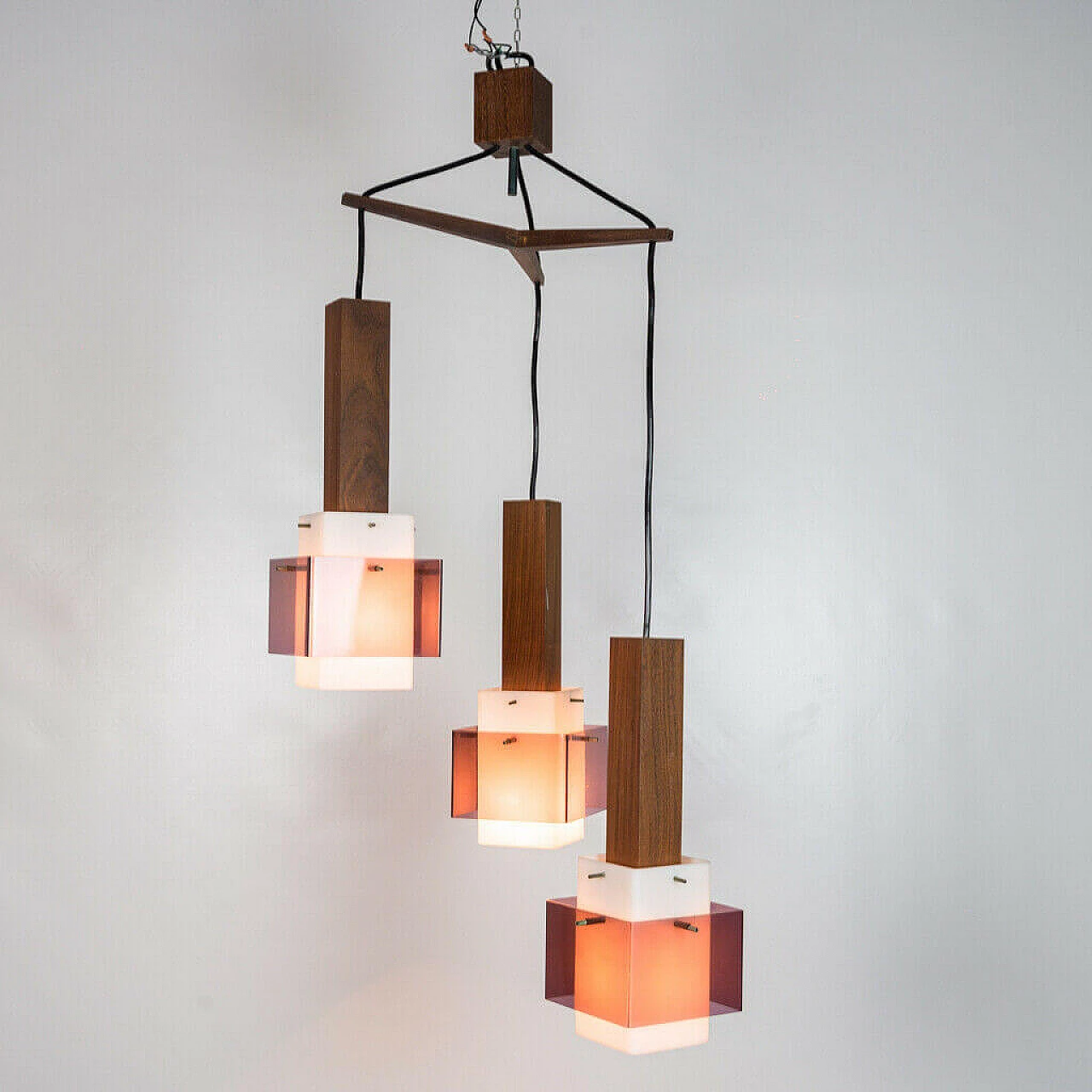 Lampadario a 3 luci di Harvey Guzzini, anni '60 1188801