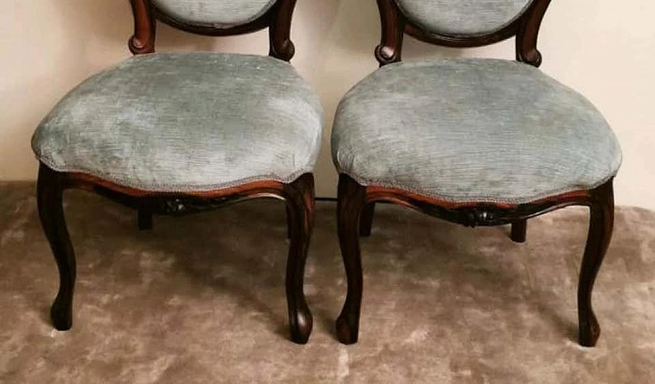 Coppia di sedie da camera da letto Napoleone III in mogano scolpito 1188979