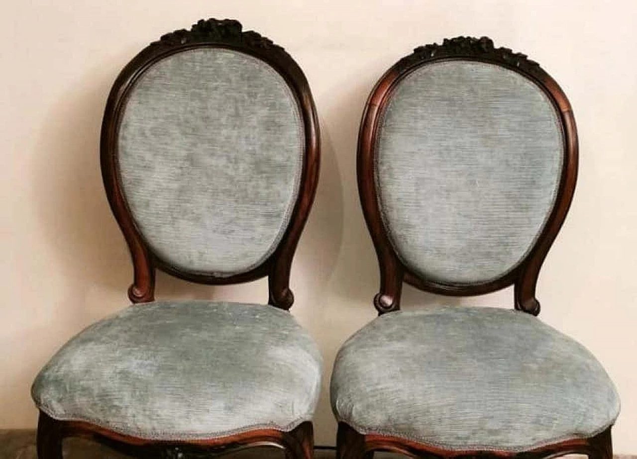 Coppia di sedie da camera da letto Napoleone III in mogano scolpito 1188980