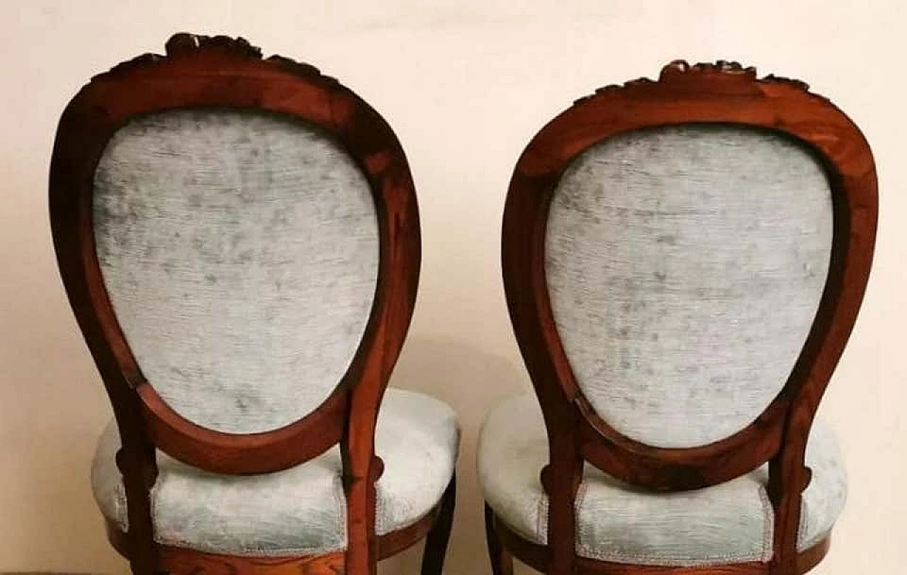 Coppia di sedie da camera da letto Napoleone III in mogano scolpito 1188987