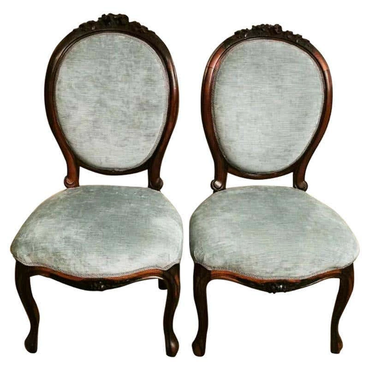 Pair of Napoleon III bedroom chairs in carved mahogany, 19th century 1189000