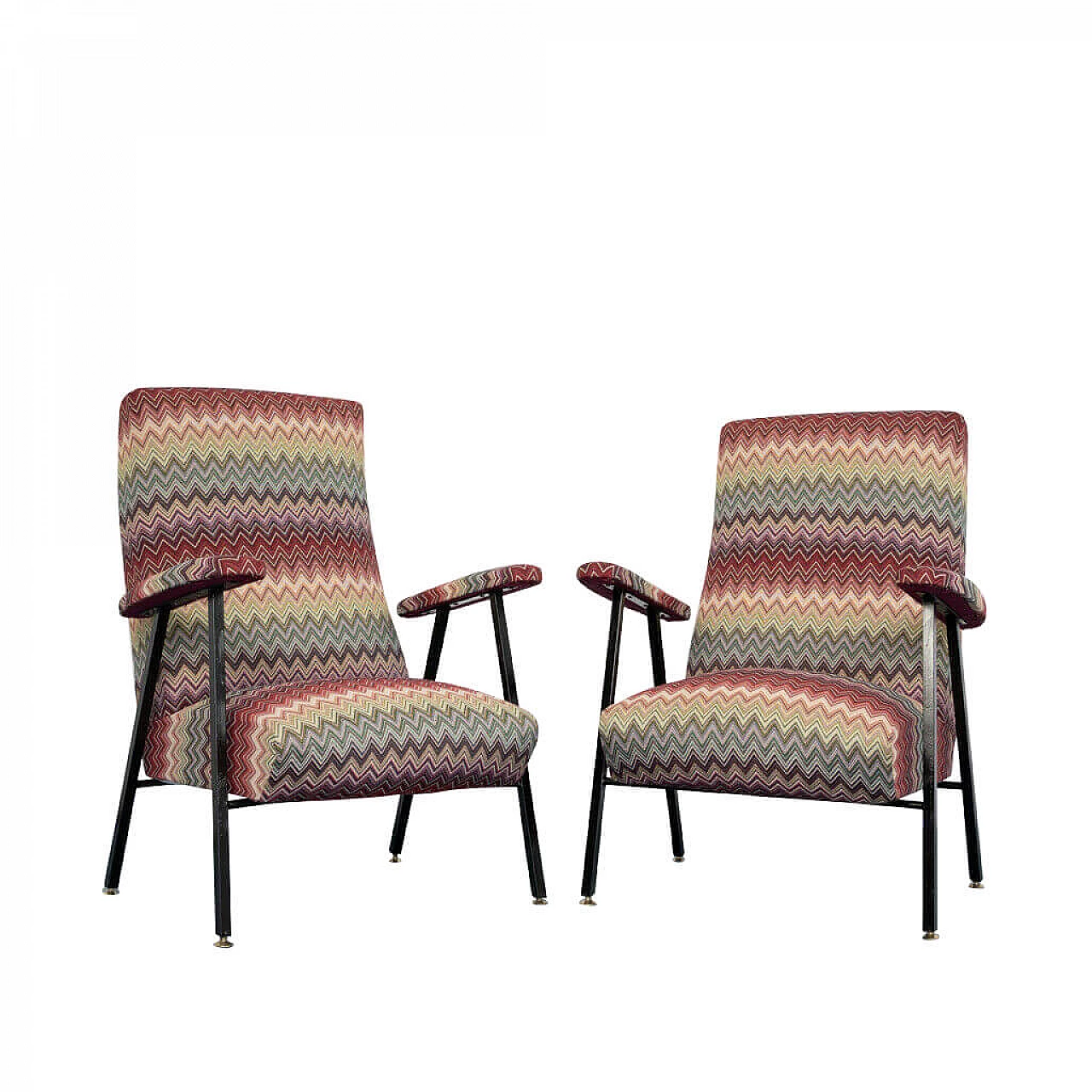 Pair of armchairs in Missoni fabric, 1960s 1189058