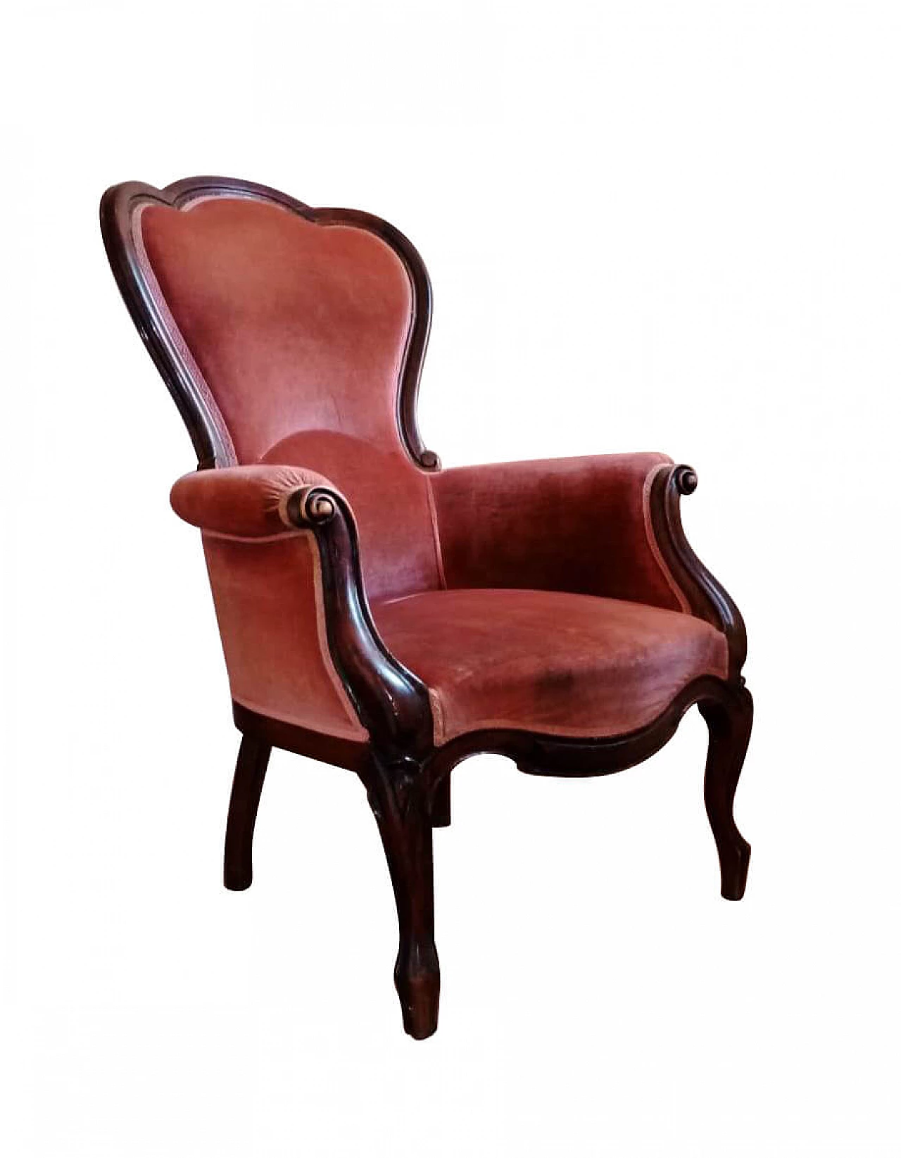 Poltroncina stile Luigi Filippo in velluto, anni '60 1189220