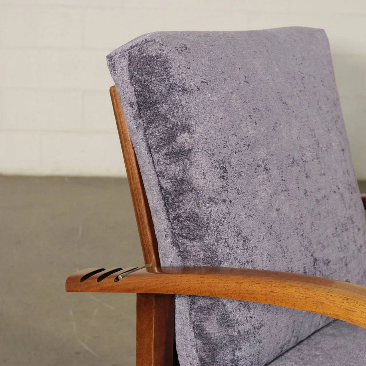 Pair of armchairs in beechwood and velvet, 40s 1189265