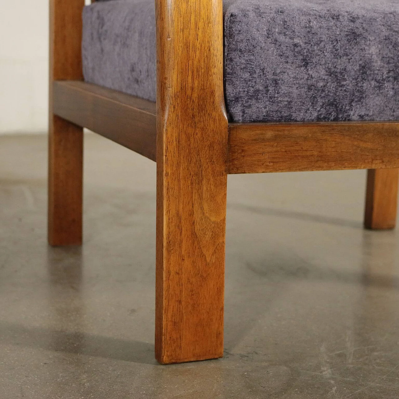 Pair of armchairs in beechwood and velvet, 40s 1189269