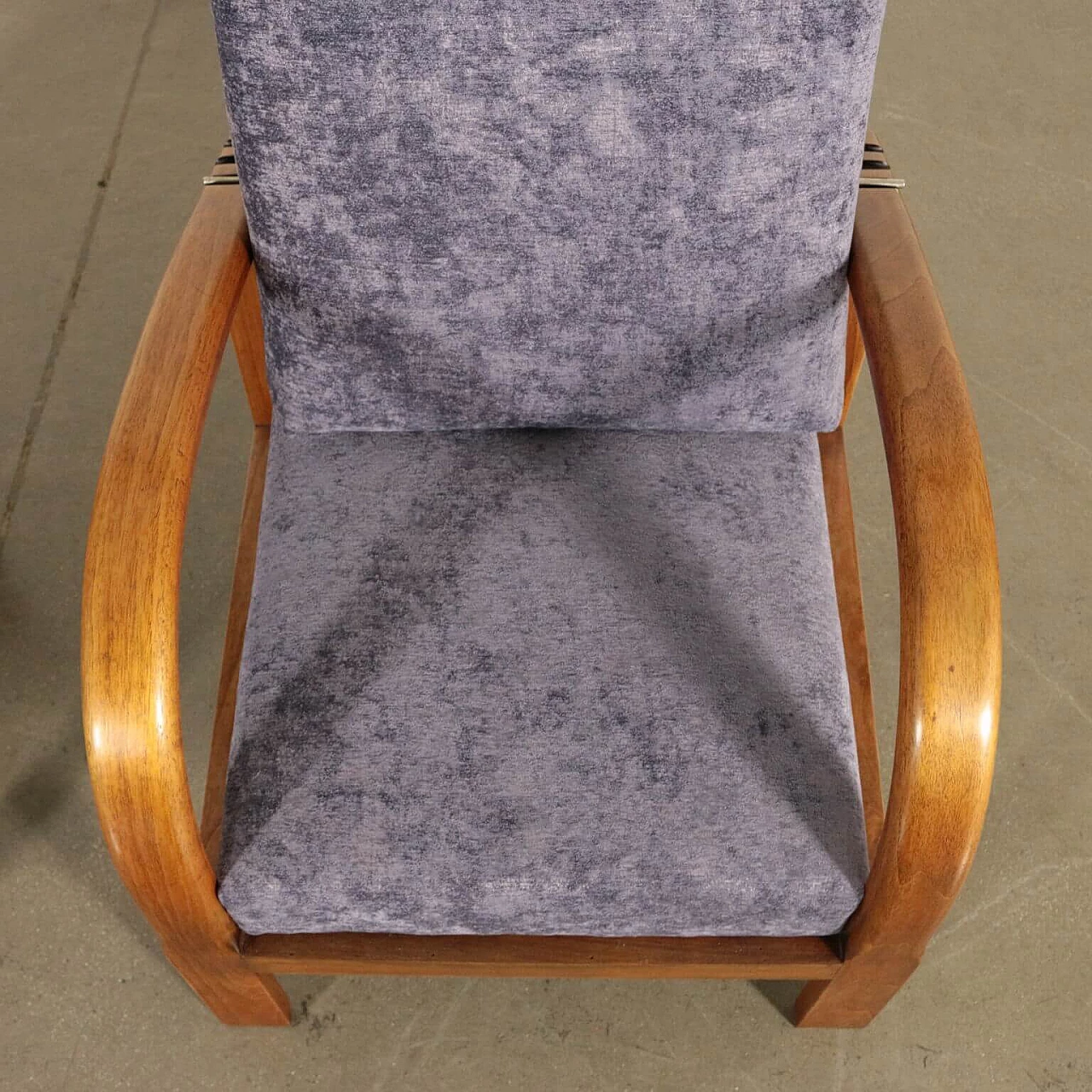 Pair of armchairs in beechwood and velvet, 40s 1189270