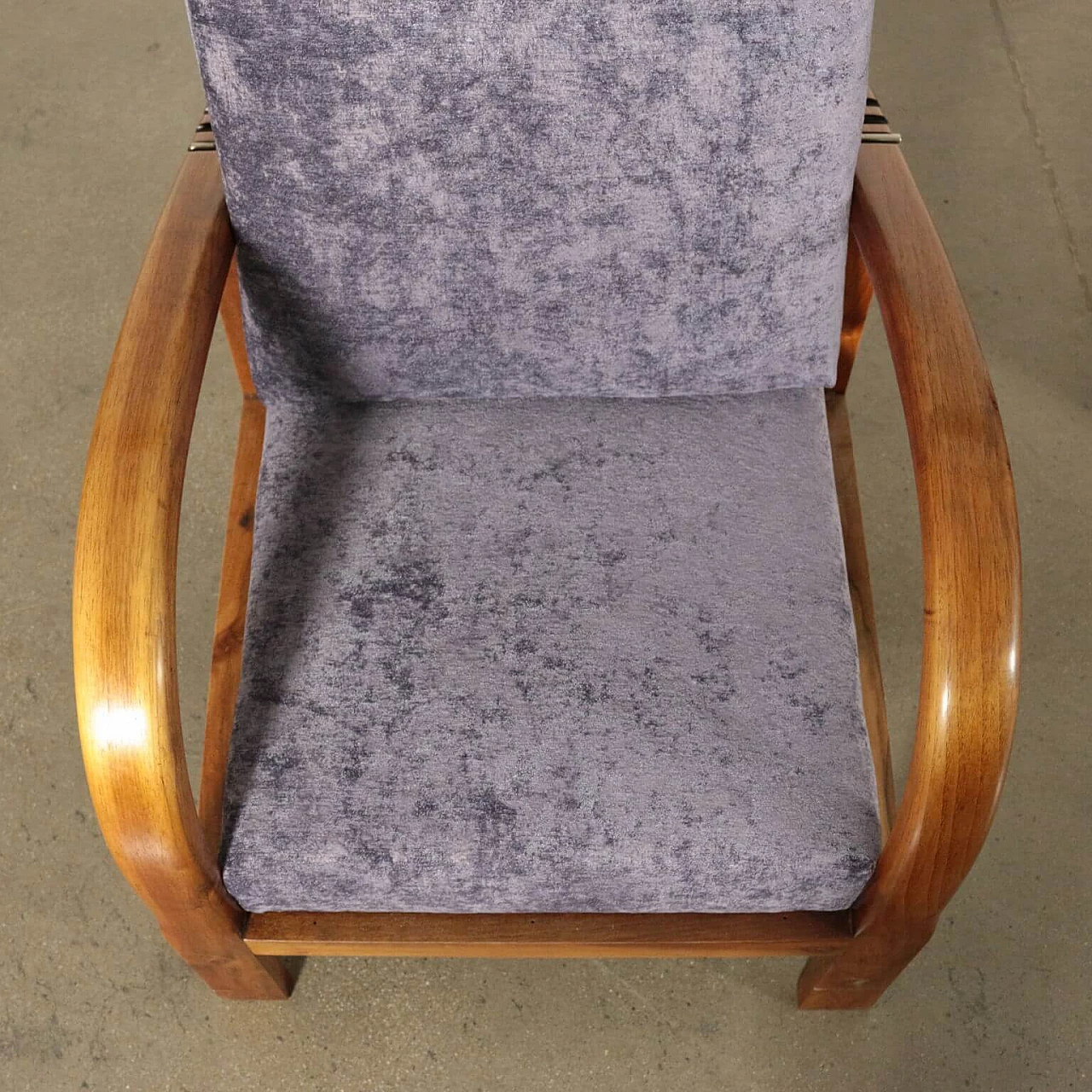 Pair of armchairs in beechwood and velvet, 40s 1189271