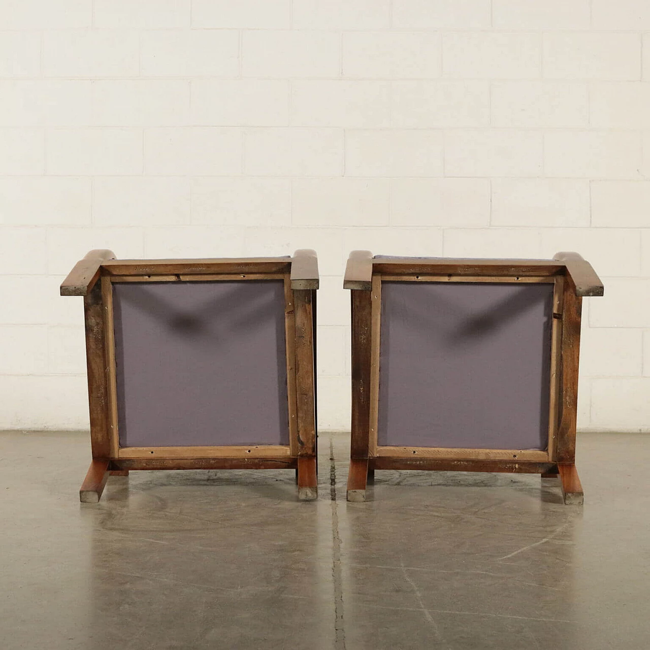 Pair of armchairs in beechwood and velvet, 40s 1189275