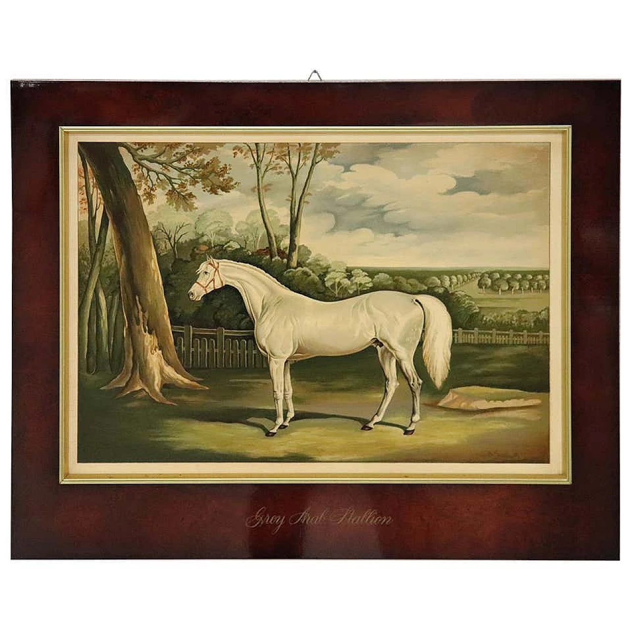 Serigrafia su legno Grey arab stallion, anni '80 1189430