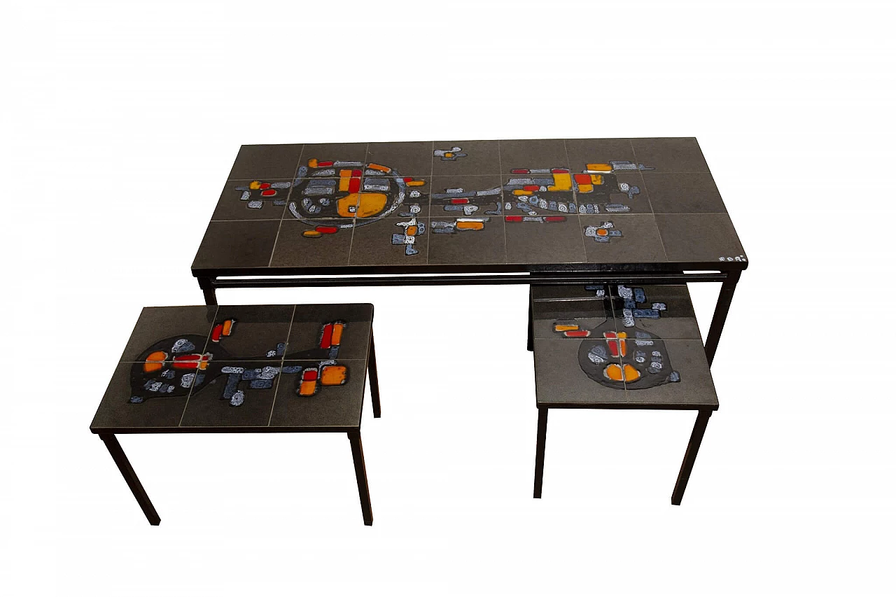 3 Coffee tables in ceramic and iron by Juliette Belarti, 60s 1189585