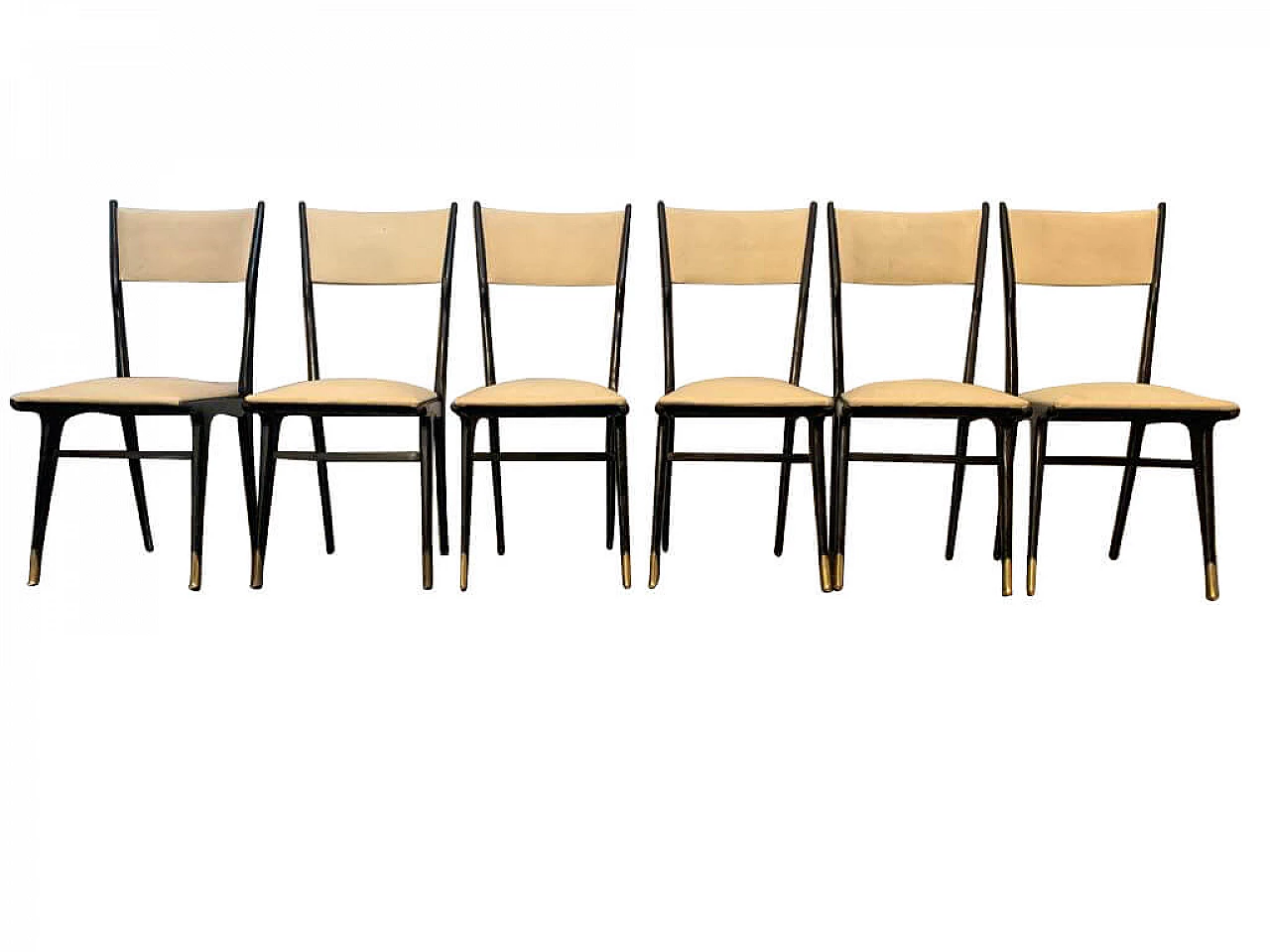 6 Lacquered and brass chairs by Ico and Luisa Parisi, 1950s 1189662