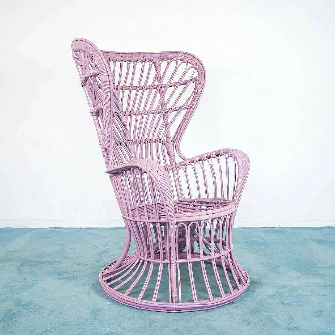 Pink wicker armchair by Lio Carminati and Gio Ponti, 1950s 1190258