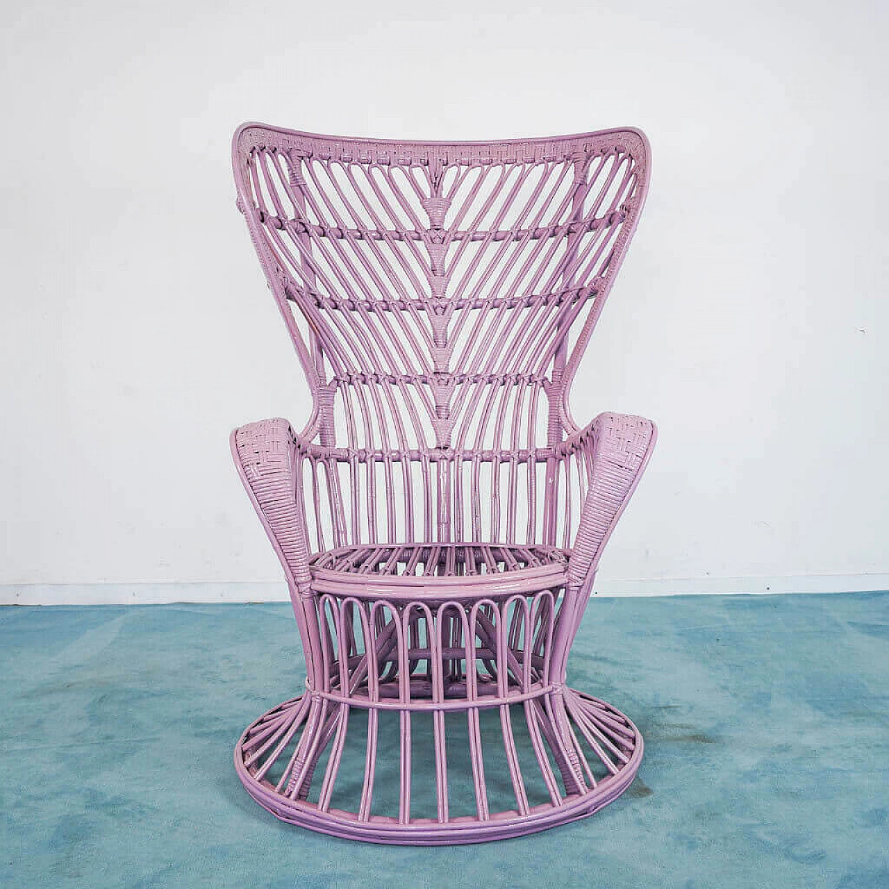 Pink wicker armchair by Lio Carminati and Gio Ponti, 1950s 1190262