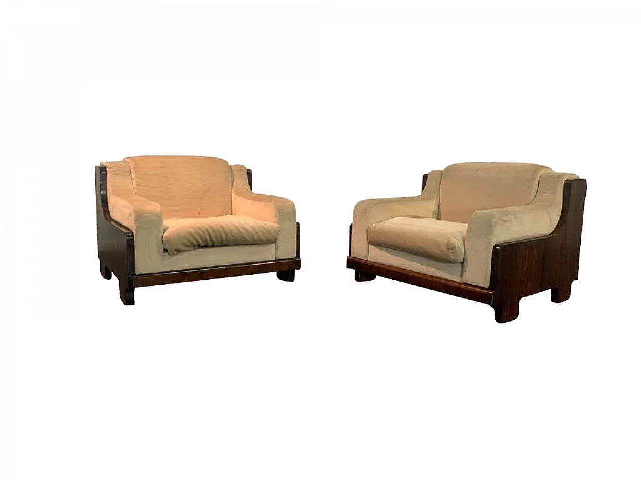 Pair of rosewood armchairs, 1970s 1190379