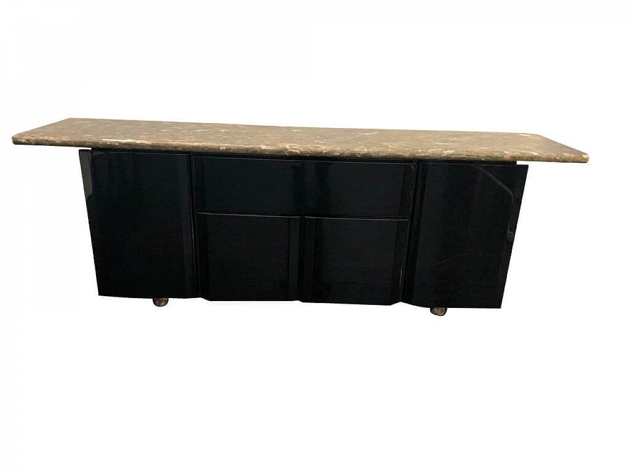 Sideboard with quartz top and black base by Giotto Stoppino for Acerbis, 70s 1190633