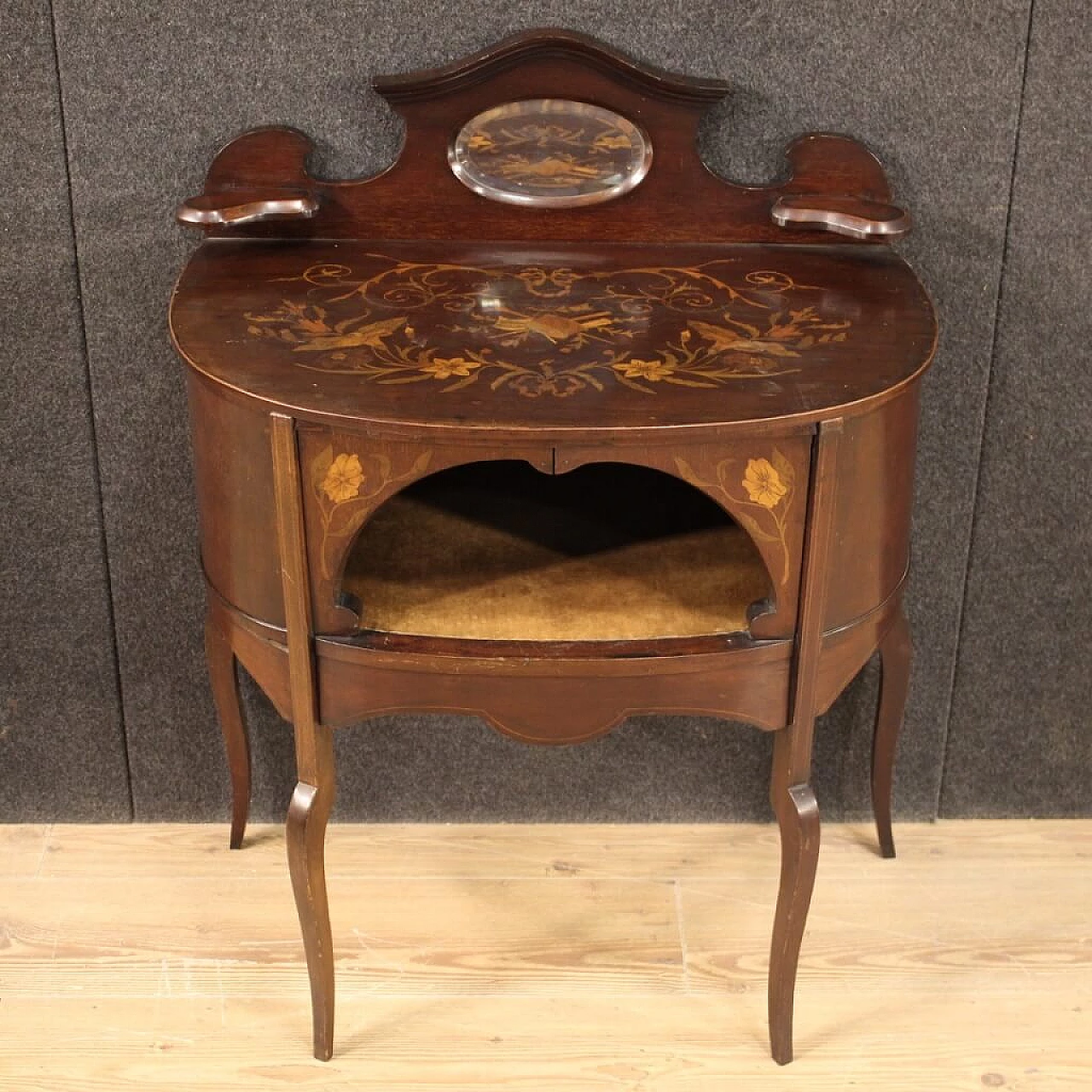 English inlaid vanity table in mahogany, maple and fruit woods, 1920s 1190842