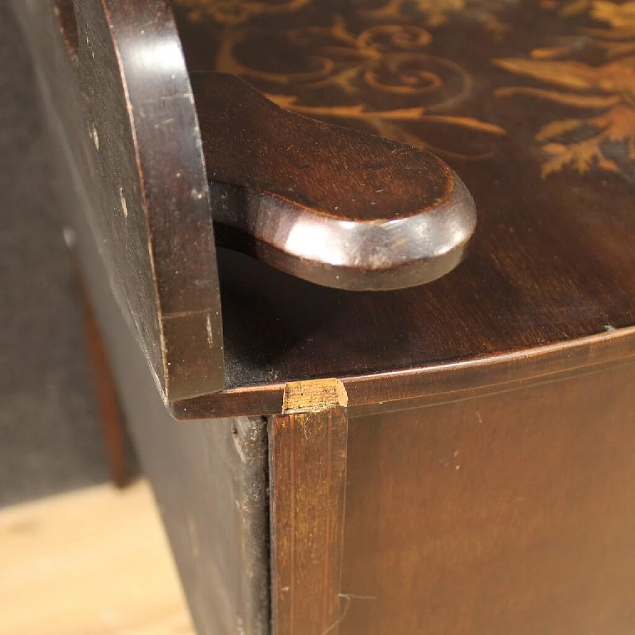 English inlaid vanity table in mahogany, maple and fruit woods, 1920s 1190849