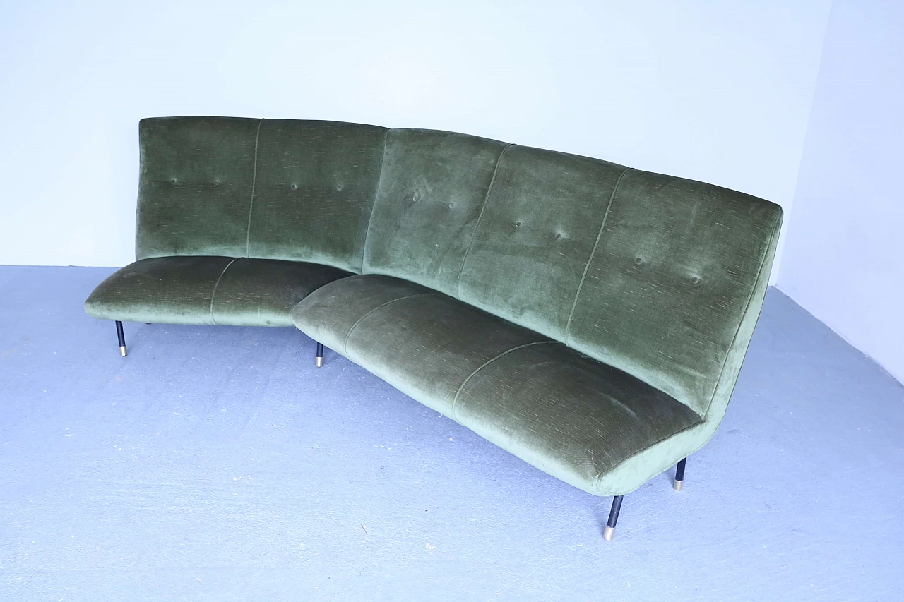 Green velvet sofa, 1950s 1191014