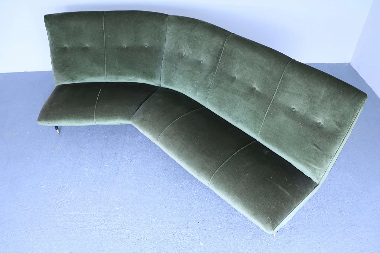 Green velvet sofa, 1950s 1191016