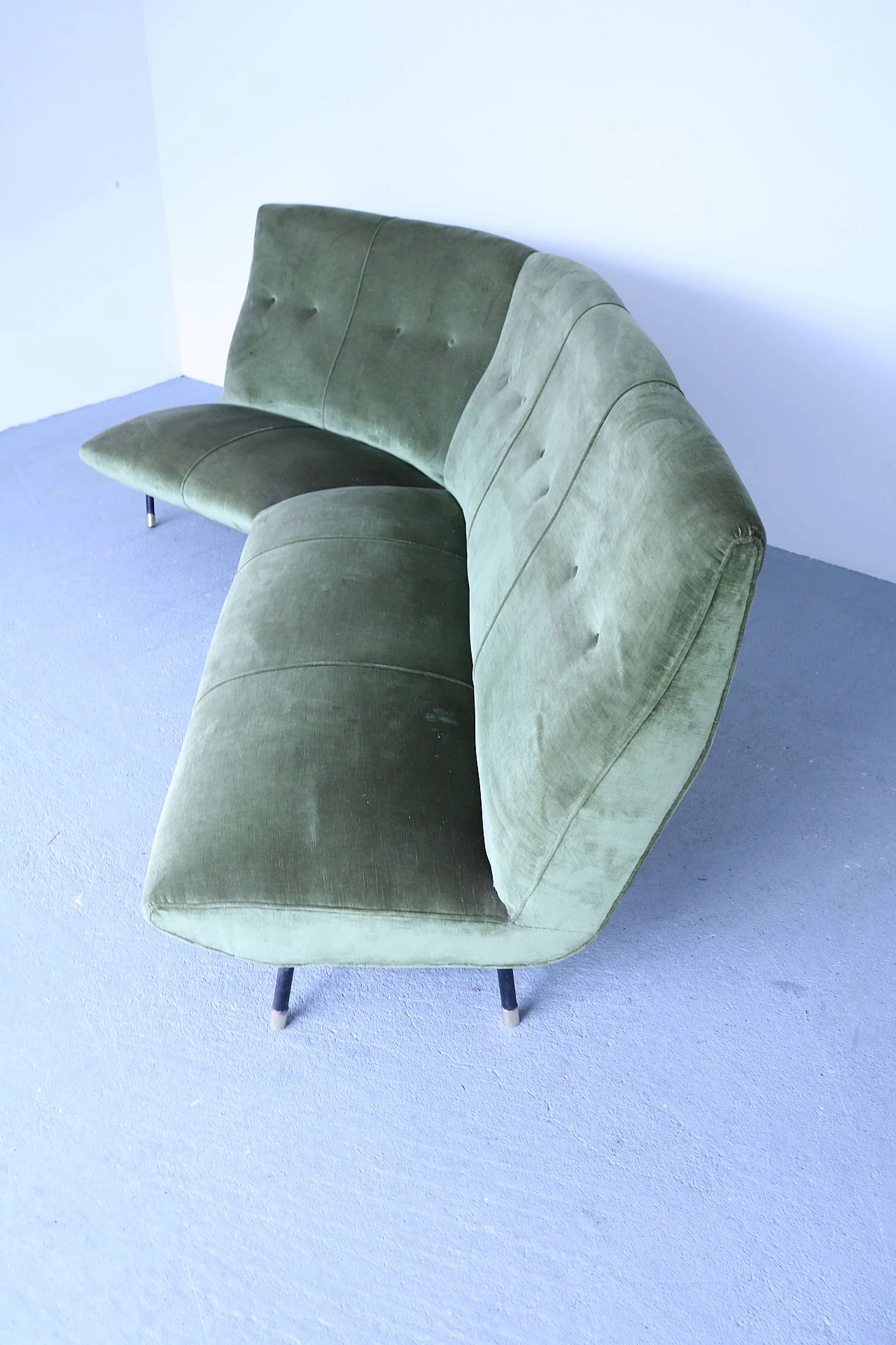 Green velvet sofa, 1950s 1191018