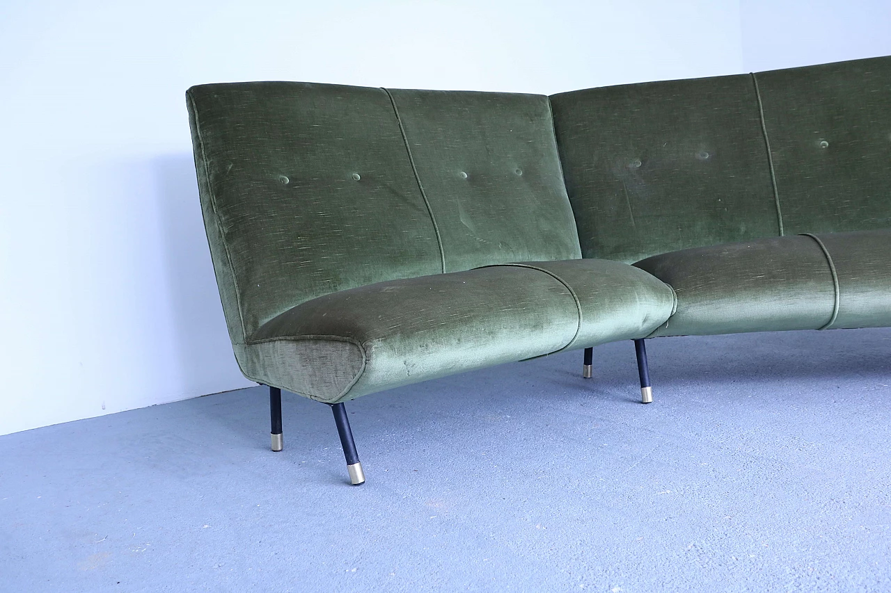 Green velvet sofa, 1950s 1191019