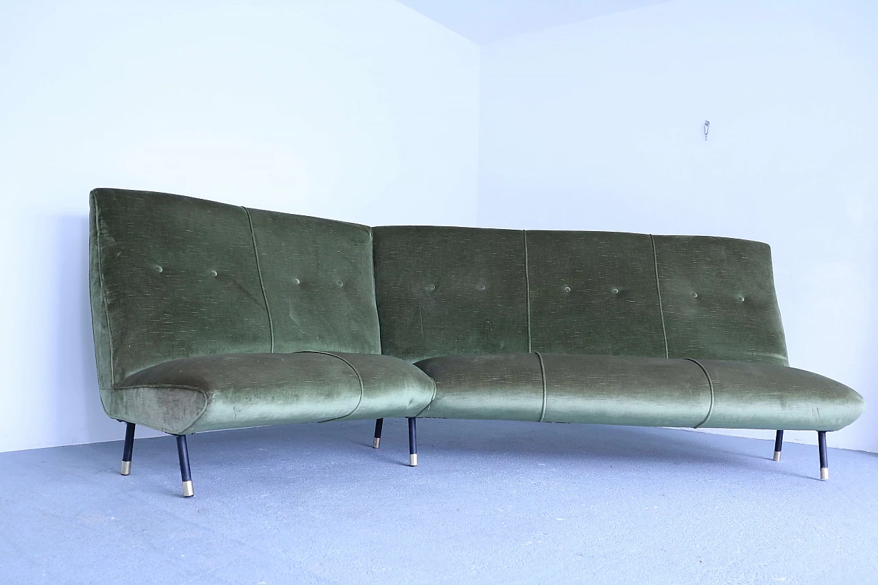Green velvet sofa, 1950s 1191021