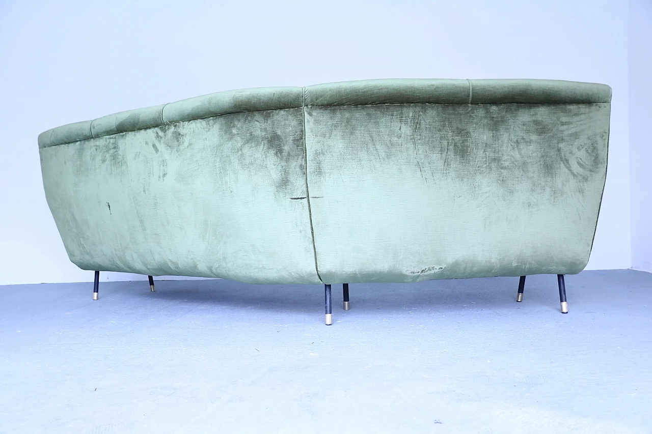 Green velvet sofa, 1950s 1191024