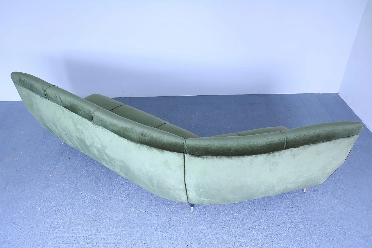 Divano in velluto verde, anni '50 1191026