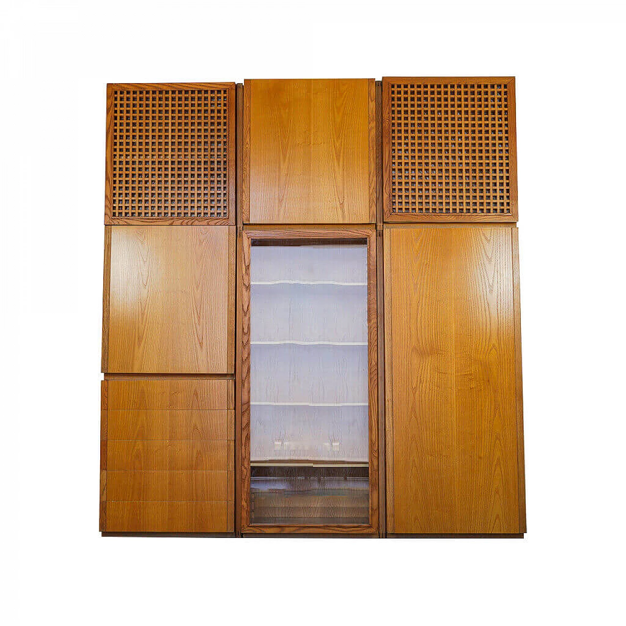 Sideboard with showcase in maple wood, 70s 1191397